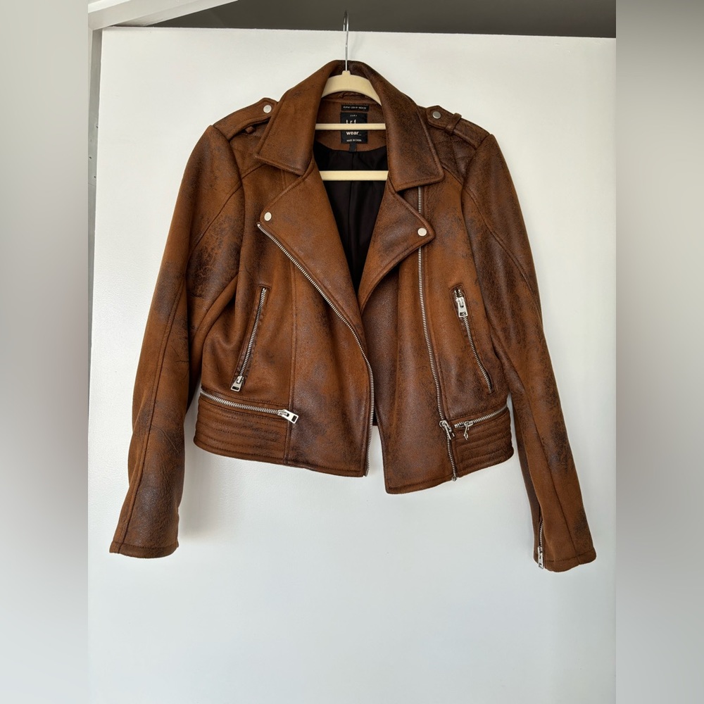 Zara faux brown leather jacket
